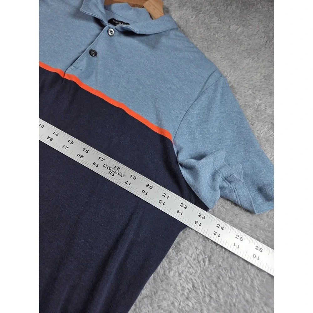 Banana Republic Polo Shirt‎ XL Blue Navy Mens Luxury Touch Colorblock Stripe
